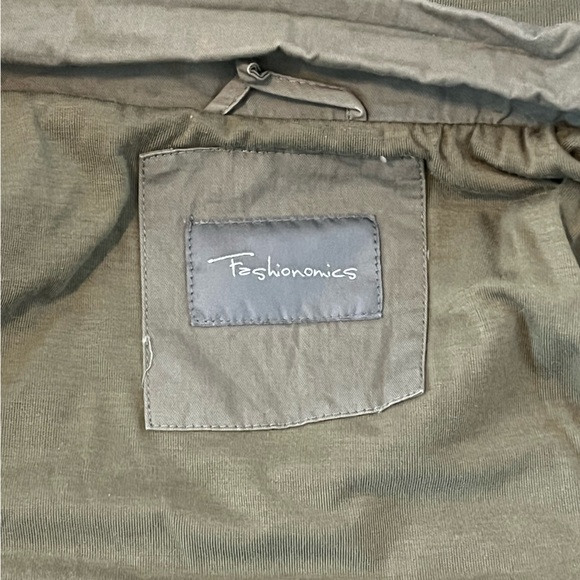 Fashionomics Olive Green Mockneck Utility Vest with Lining and Removable Hood - Picture 11 of 14